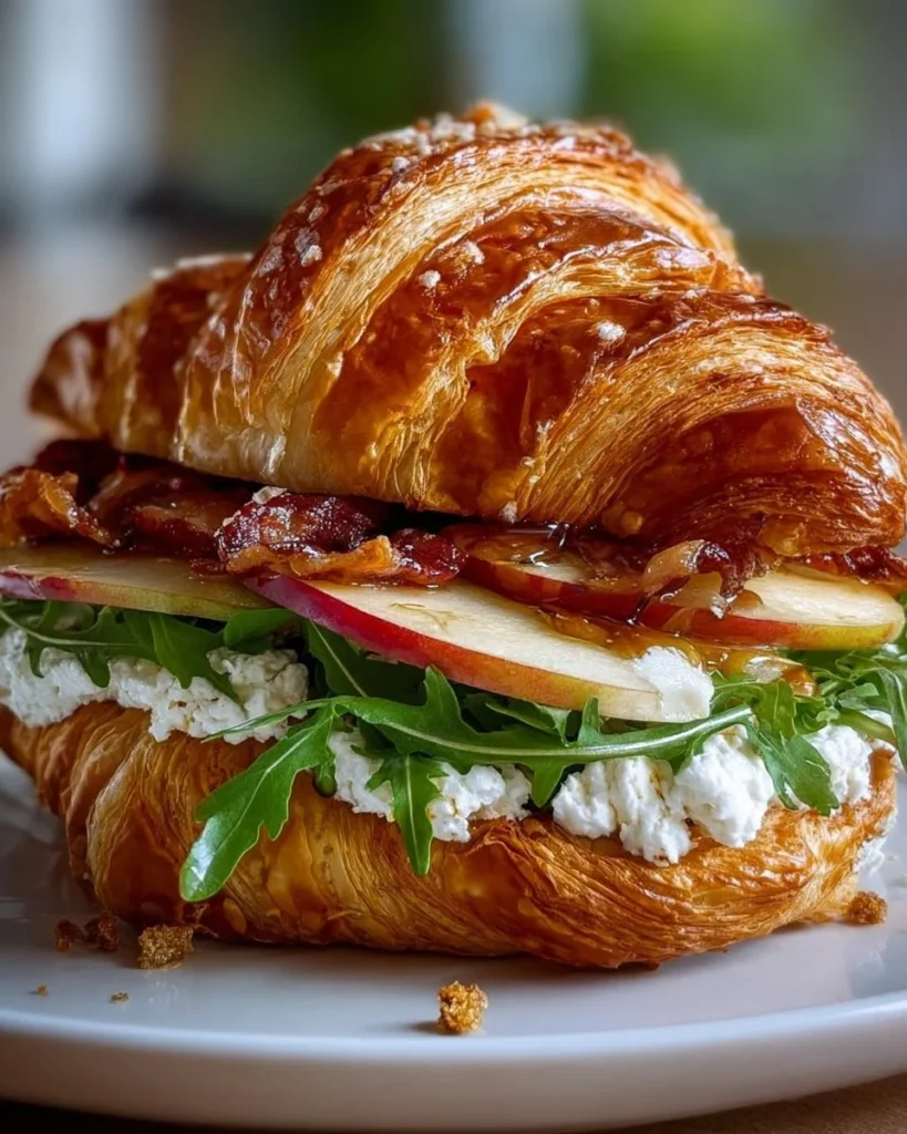 Apple Goat Cheese Croissant Sandwich with fresh apples and creamy goat cheese
