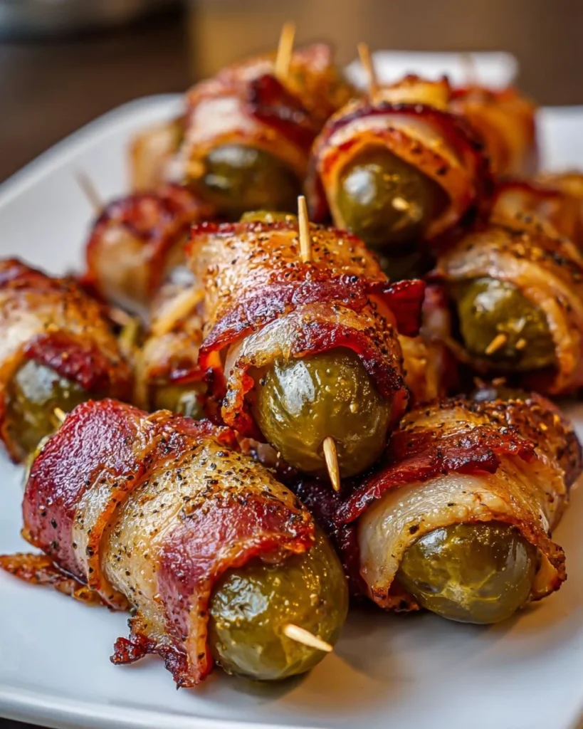 Crispy Bacon-Wrapped Pickles served on a platter as a tasty snack