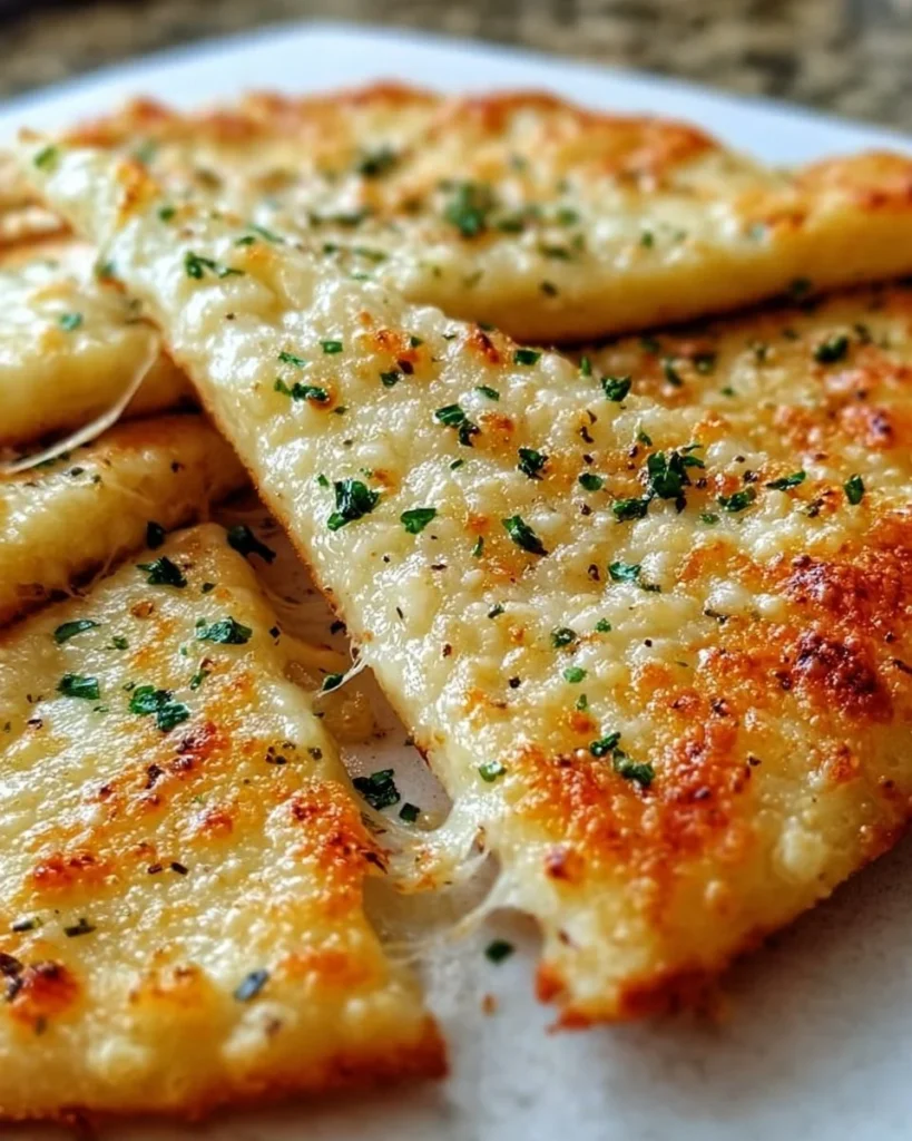 Cheesy keto garlic flatbread recipe for low-carb diets