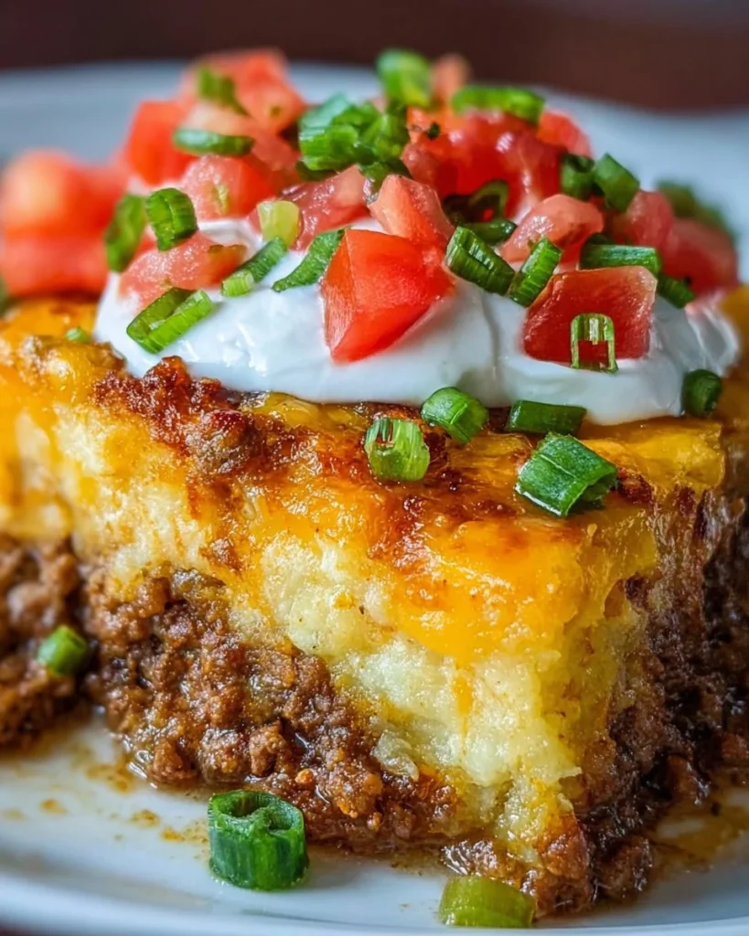 Cheesy Keto Taco Casserole served in a baking dish with toppings.