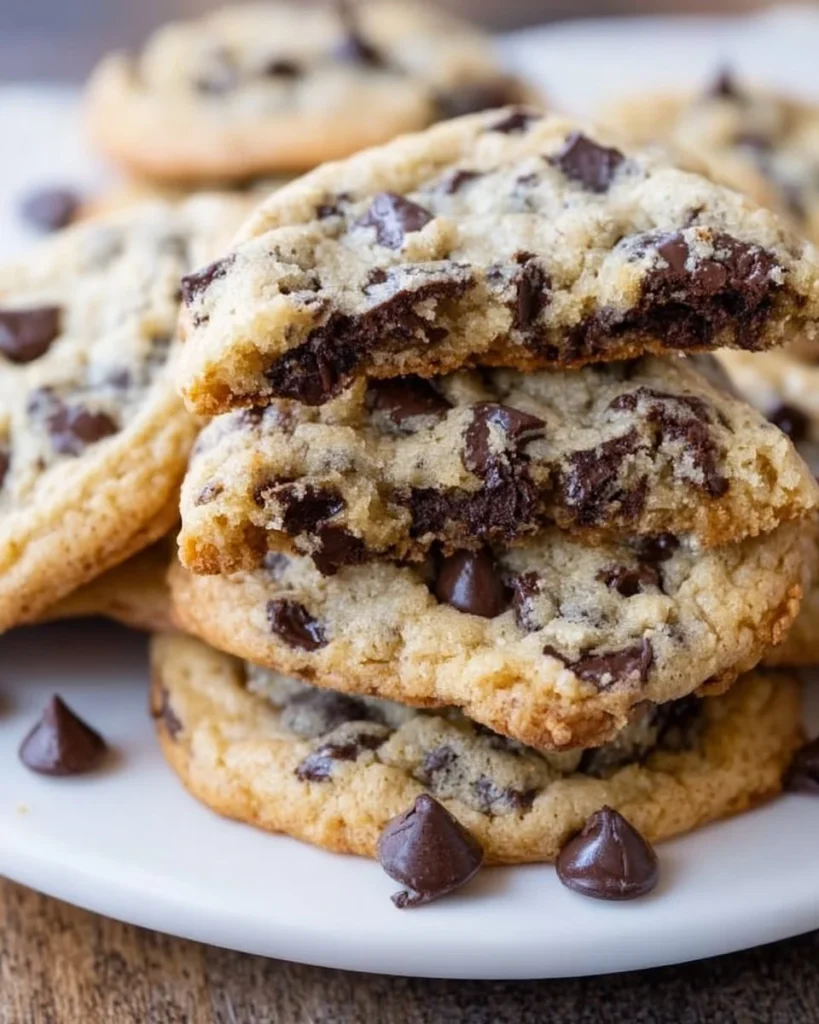 Freshly baked chocolate chip cookies on a cooling rack