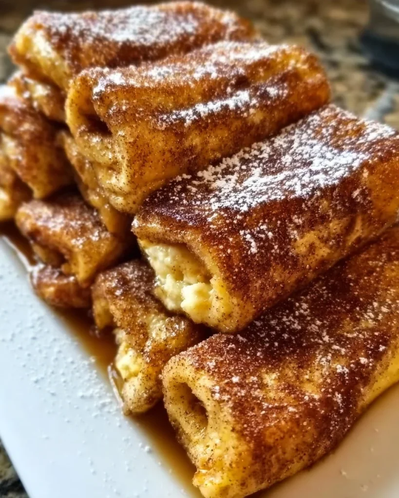 Cinnamon Sugar French Toast Roll-Ups served with syrup and berries
