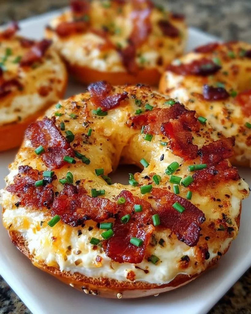 Creamy bacon cheddar bagels fresh out of the oven