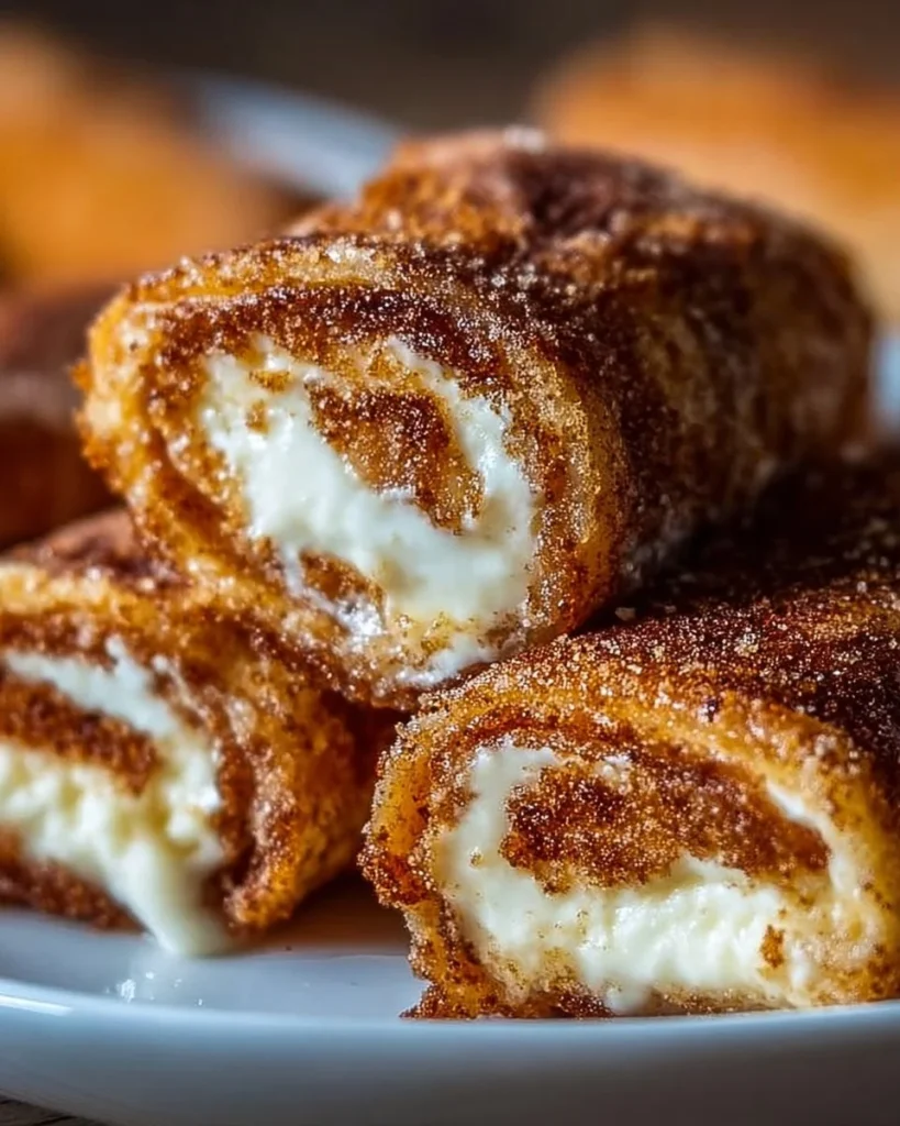 Crispy keto cinnamon cream cheese roll ups on a plate ready to enjoy
