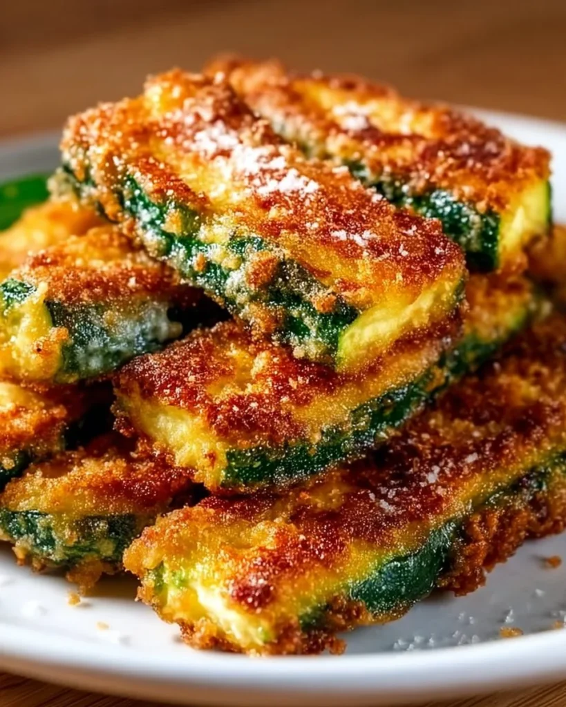 Plate of crunchy fried zucchini snacks ready to be enjoyed