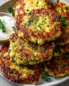 Healthy zucchini fritters side dish served with dipping sauce