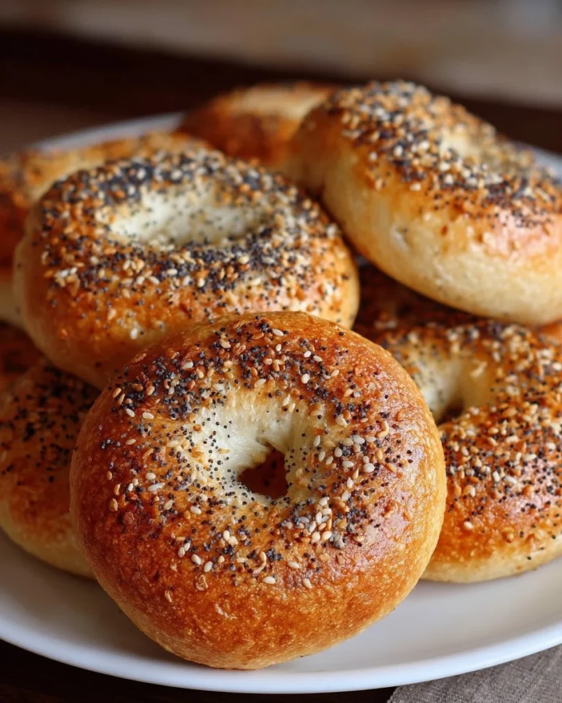 Homemade sourdough bagels fresh out of the oven