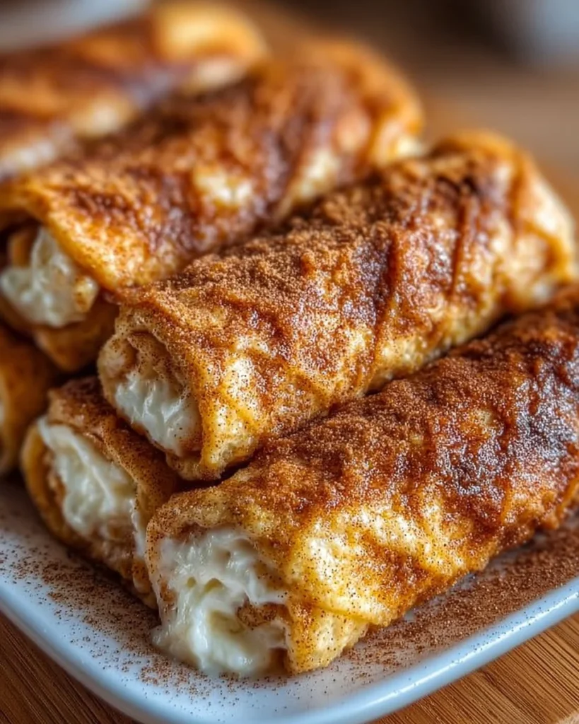 Crispy keto cinnamon roll ups with cream cheese filling on a plate
