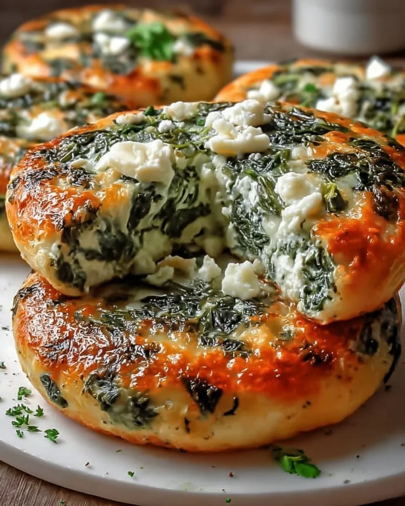 Delicious spinach cottage cheese bagels prepared for serving.