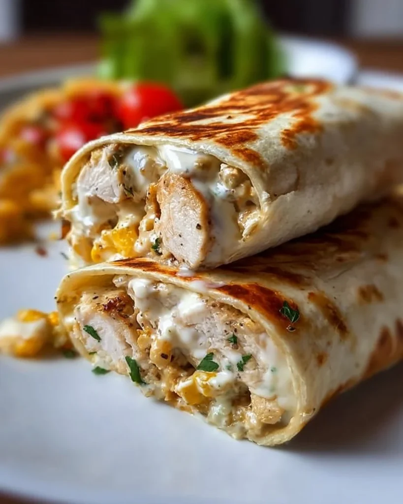 Delicious Keto Cheesy Garlic Chicken Wraps served on a plate