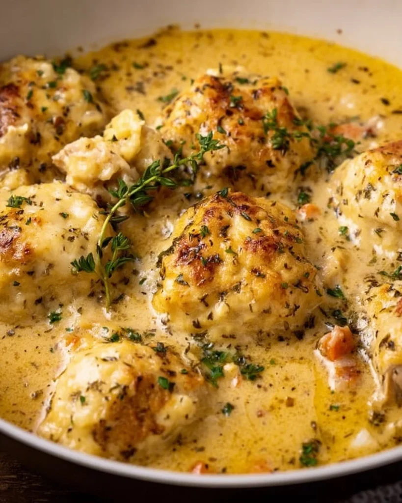 Keto Chicken and Dumplings, a flavorful low-carb comfort food dish.