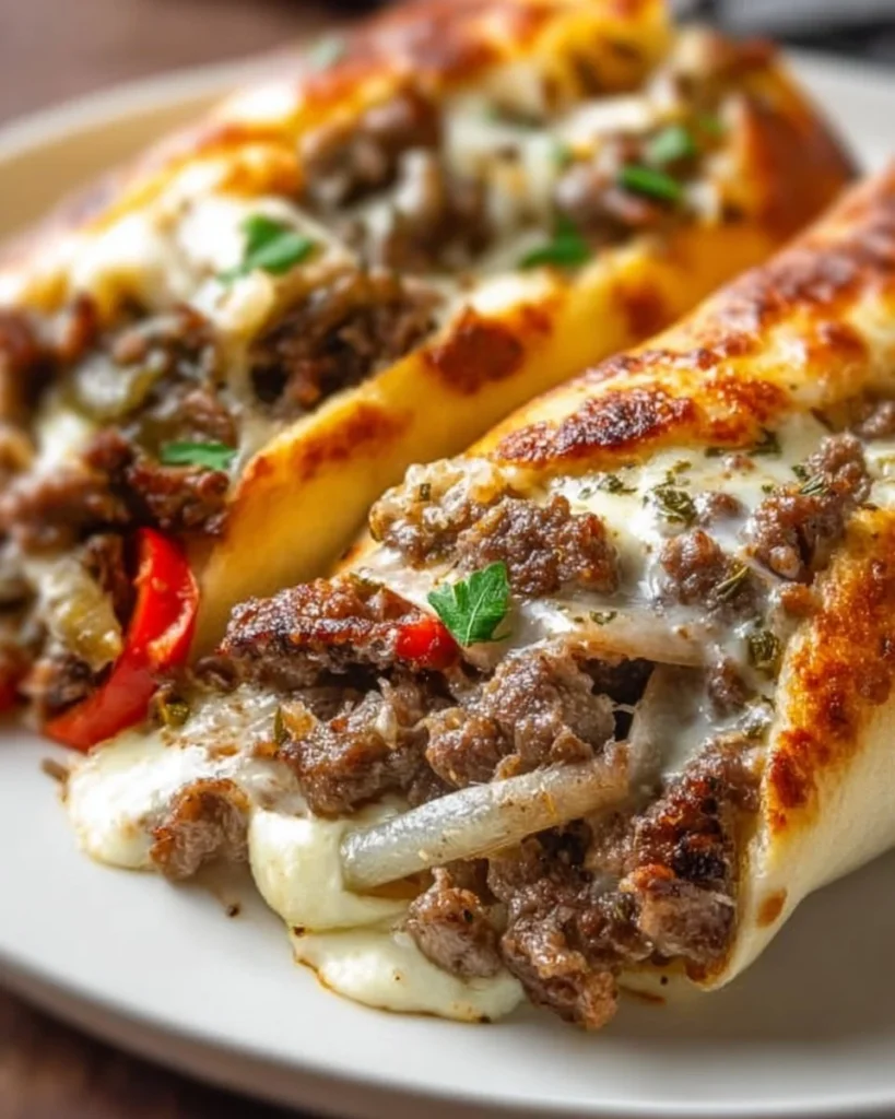 Keto Philly Cheesesteak Rolls served on a plate with toppings.