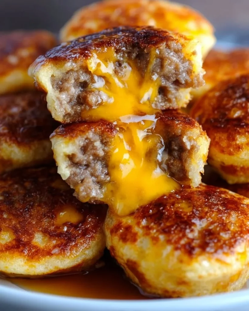 Delicious McGriddle Bites with pancakes and savory fillings served as breakfast.