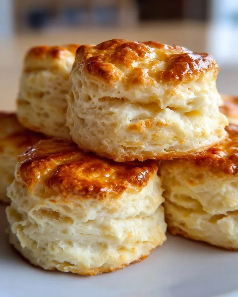 Fluffy 3-ingredient buttermilk biscuits fresh out of the oven.
