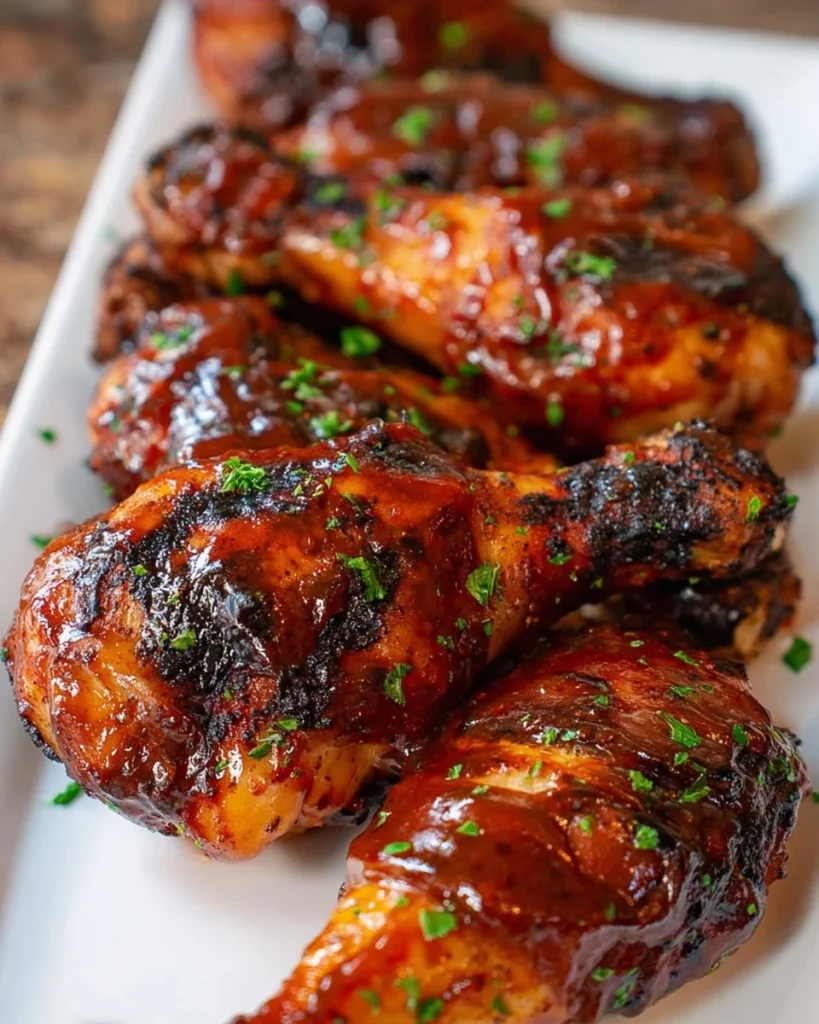 BBQ grilled drumsticks sizzling on a barbecue grill