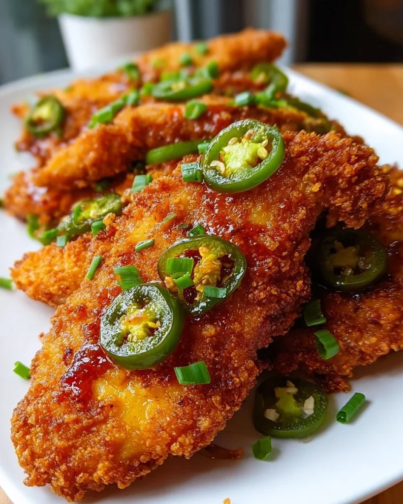 Crispy spicy jalapeño chicken served with dipping sauce