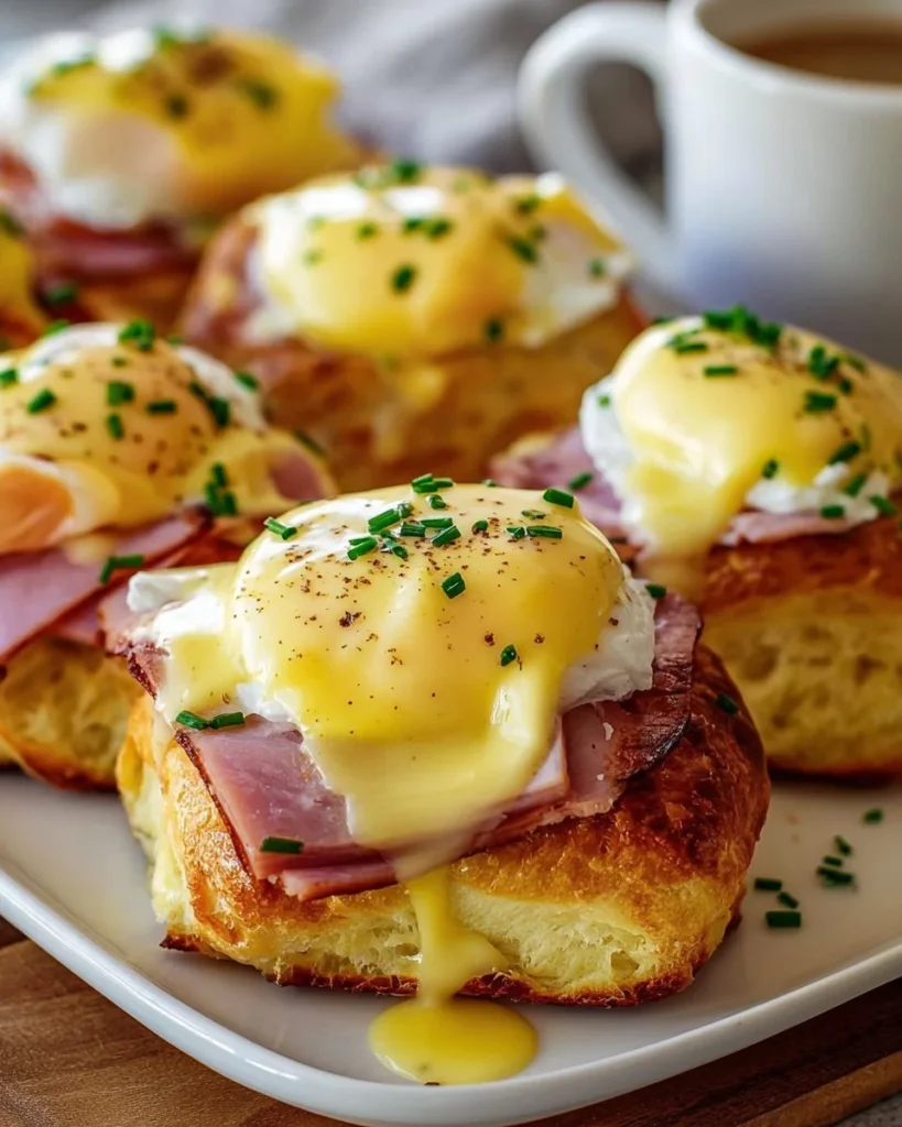 Delicious Eggs Benedict Breakfast Rolls served on a plate.
