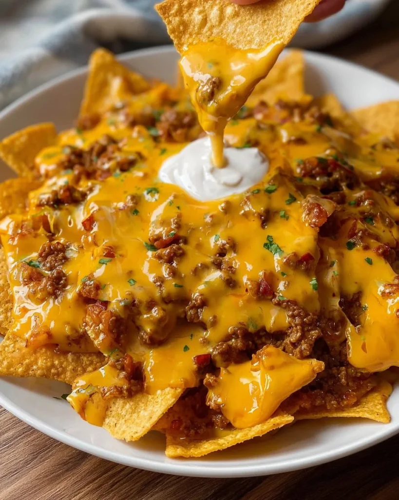 Creamy homemade nacho cheese served with tortilla chips