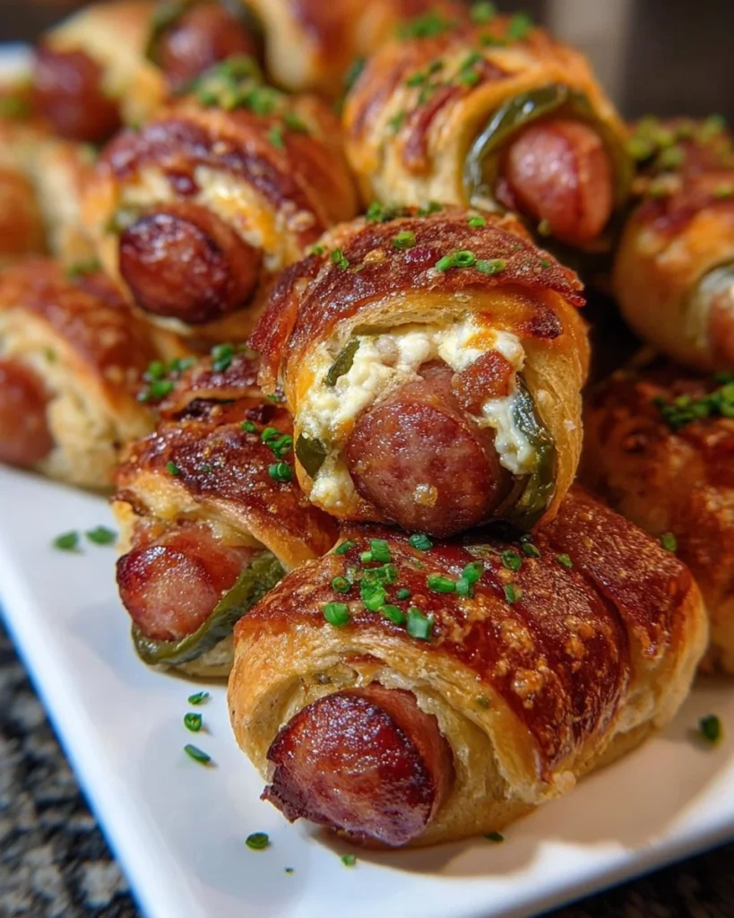 Jalapeño Popper Pigs in a Blanket, a spicy appetizer for parties