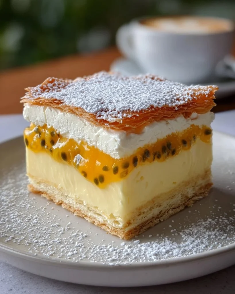 Old-Fashioned Vanilla Slice dessert with creamy filling and flaky pastry