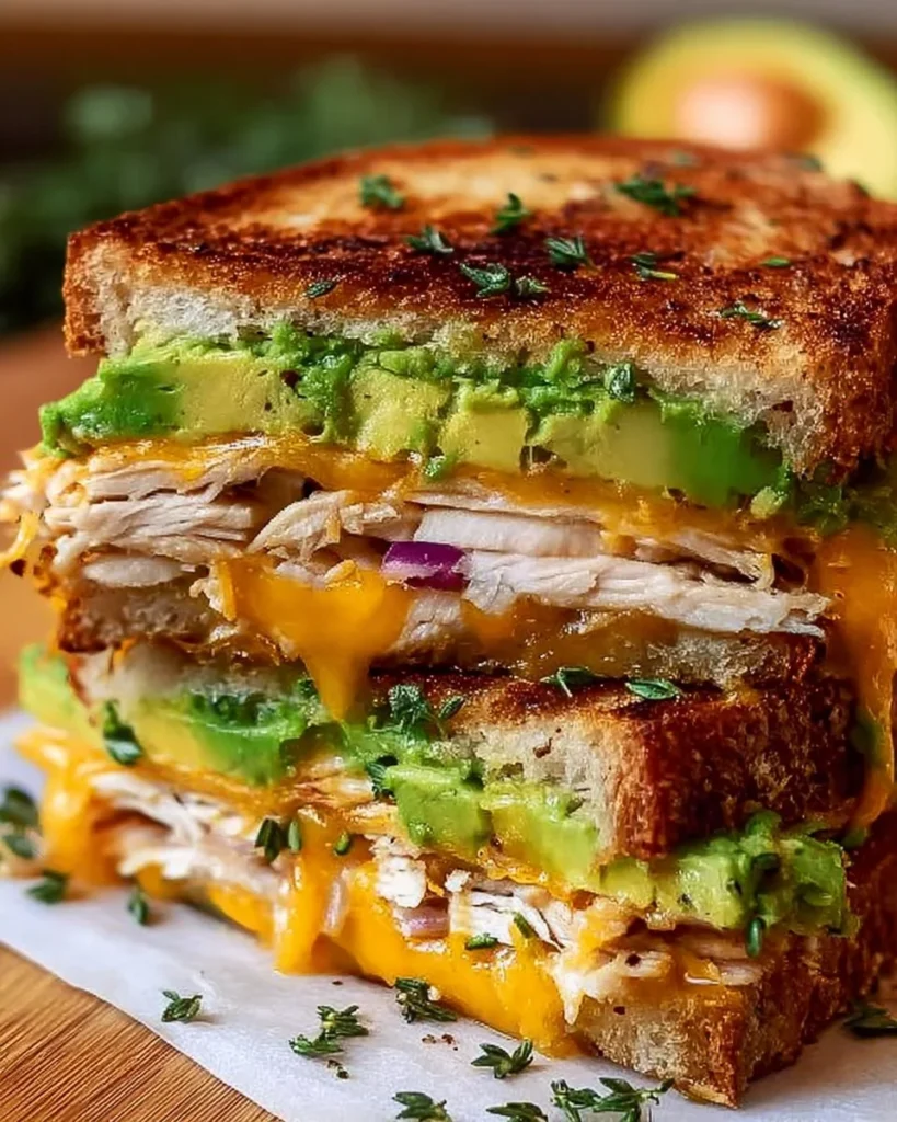 Delicious avocado melt sandwich with creamy avocado and melted cheese