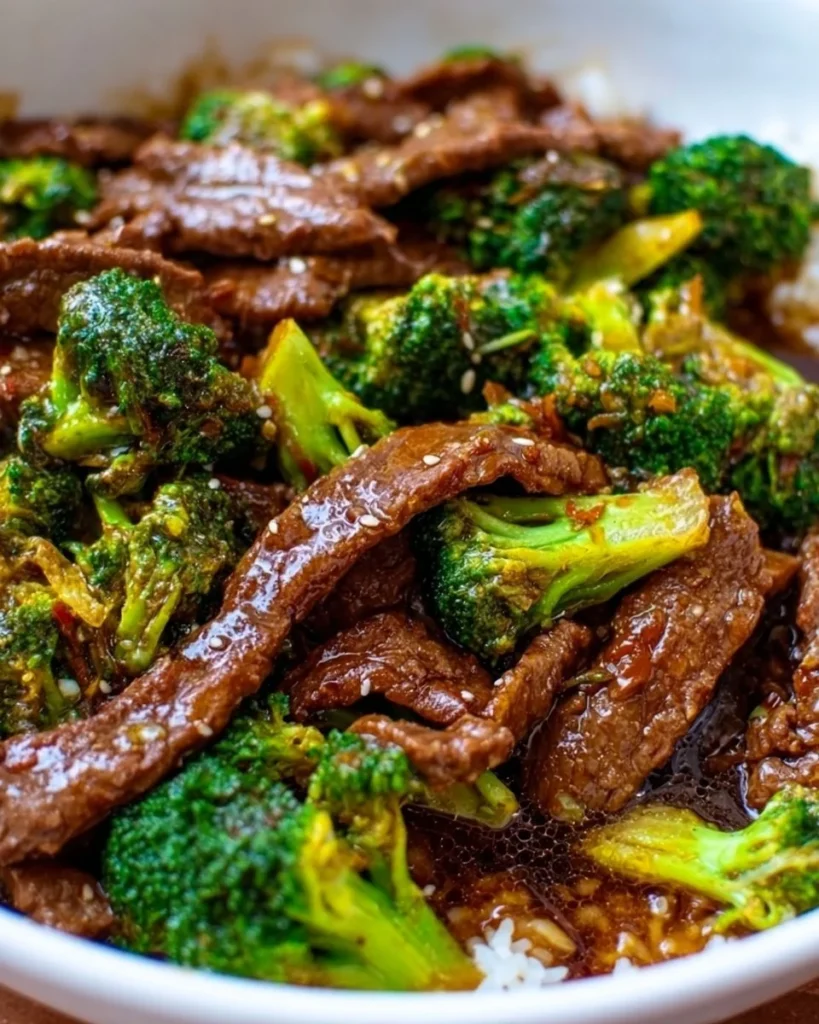 Beef and Broccoli Stir Fry served on a plate