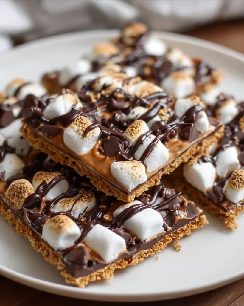 Chocolate and marshmallow loaded s'mores bark dessert