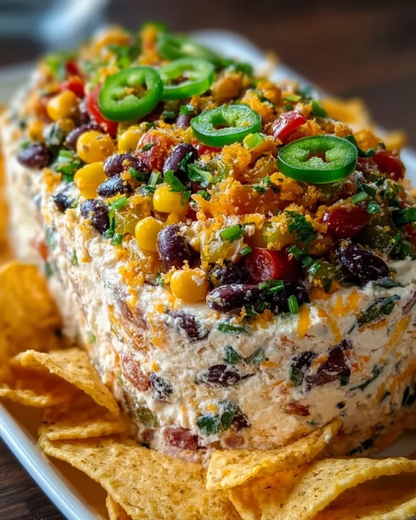 Cowboy Caviar Jalapeno Popper Cheese Log served on a platter