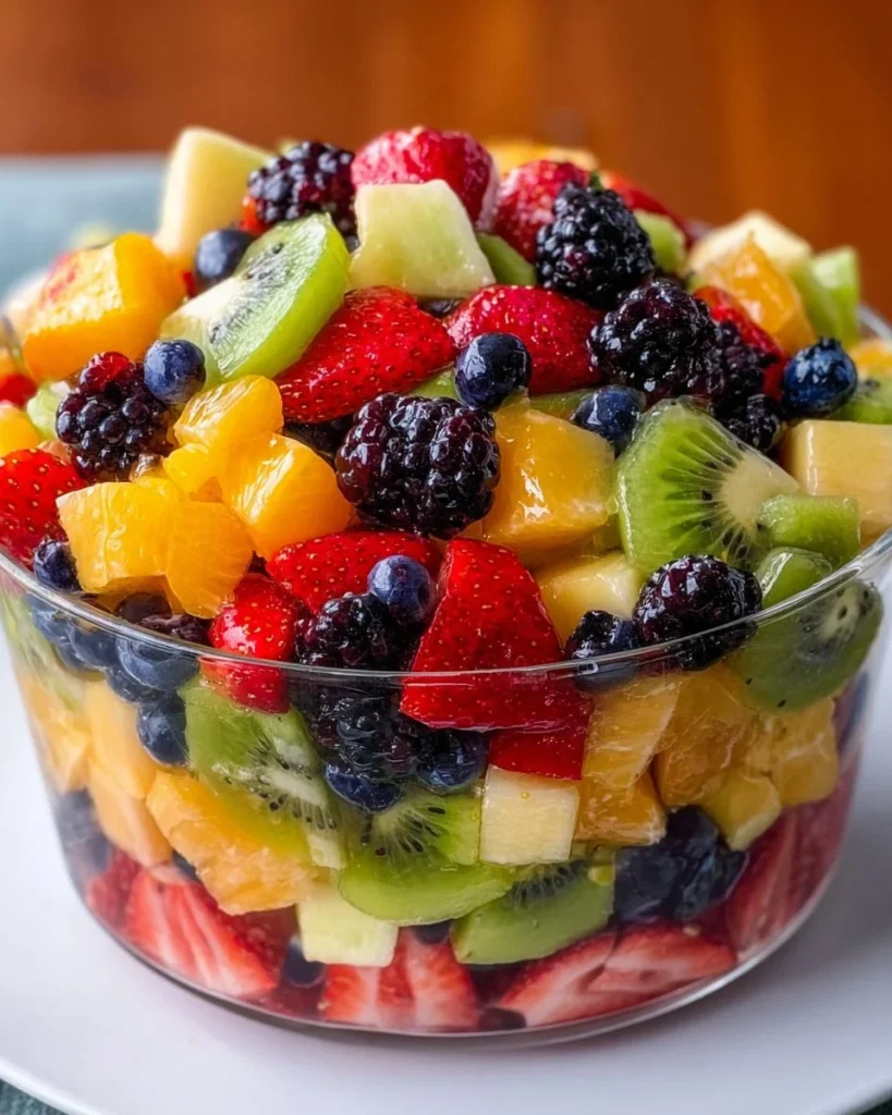 Colorful and fresh easy fruit salad in a bowl