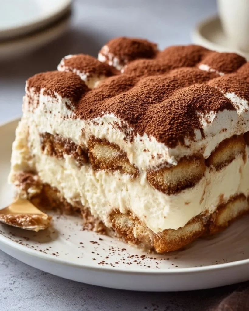 Easy tiramisu dessert with layers of coffee-soaked ladyfingers and creamy mascarpone.
