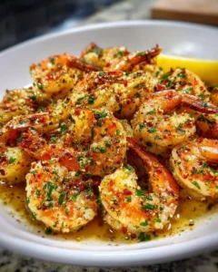 Delicious garlic butter shrimp scampi served with pasta and fresh parsley