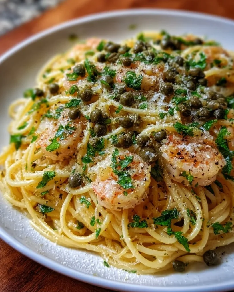 Delicious bowl of Lemon Caper Pasta with fresh herbs and lemon zest