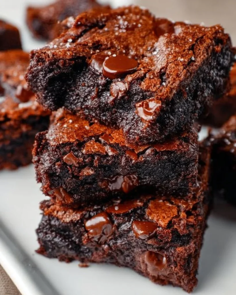 Delicious one bowl chocolate chip brownies fresh from the oven