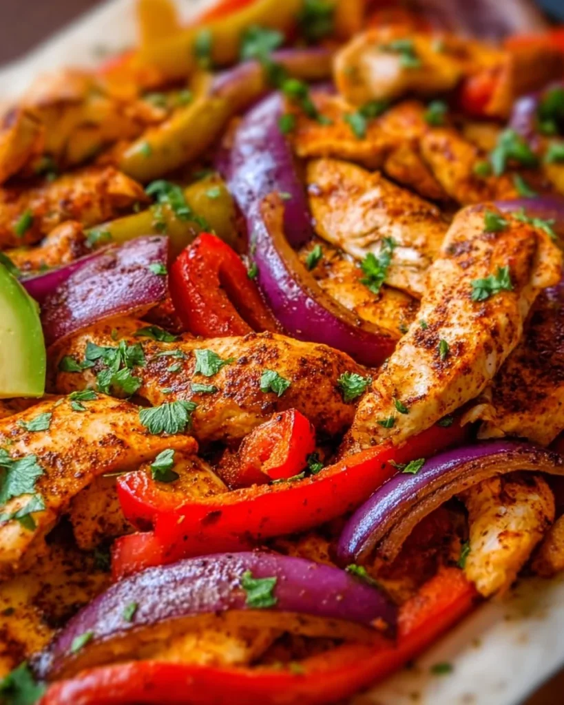 Delicious Sheet Pan Chicken Fajitas with colorful peppers and onions