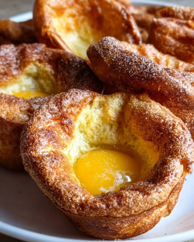 Freshly baked sourdough popovers served on a plate.