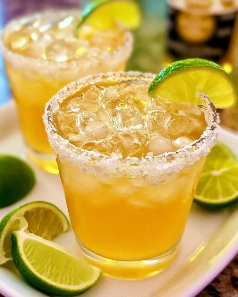 Refreshing Beer-Garita cocktail served in a glass with lime garnish.