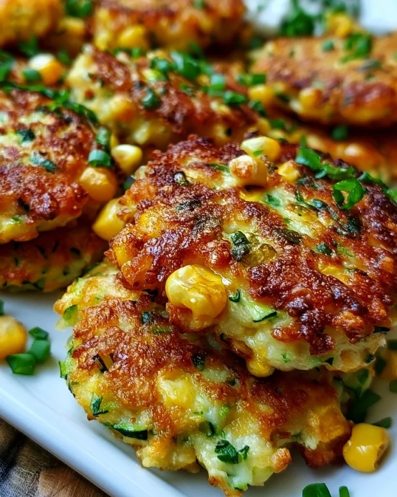 Plate of crispy fried zucchini and corn fritters served with dipping sauce