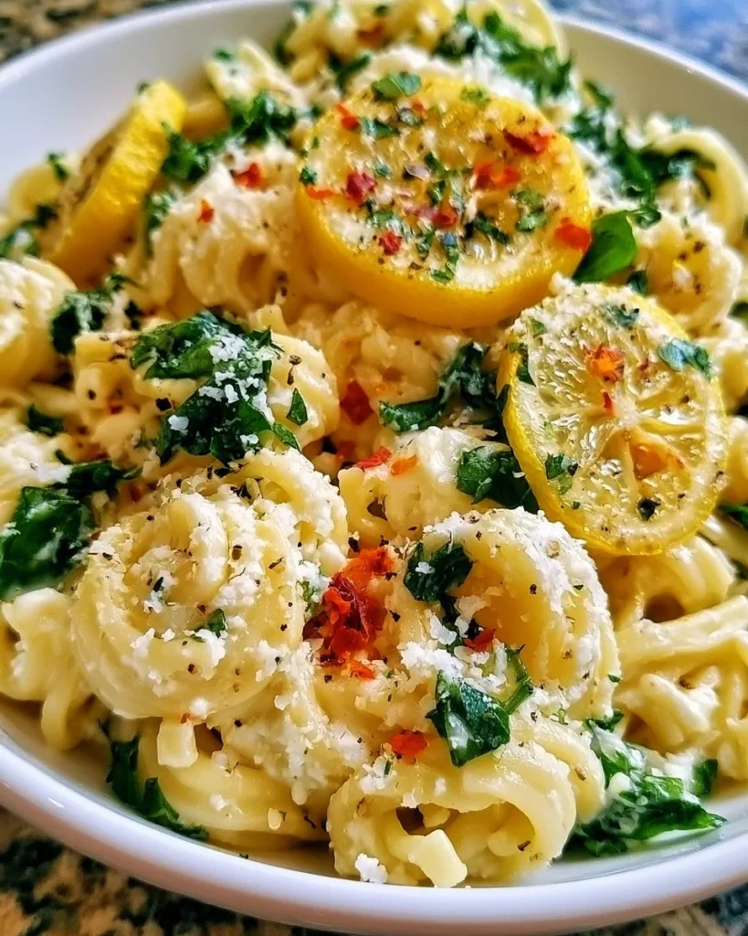 Delicious One Pot Lemon Ricotta Pasta served in a bowl