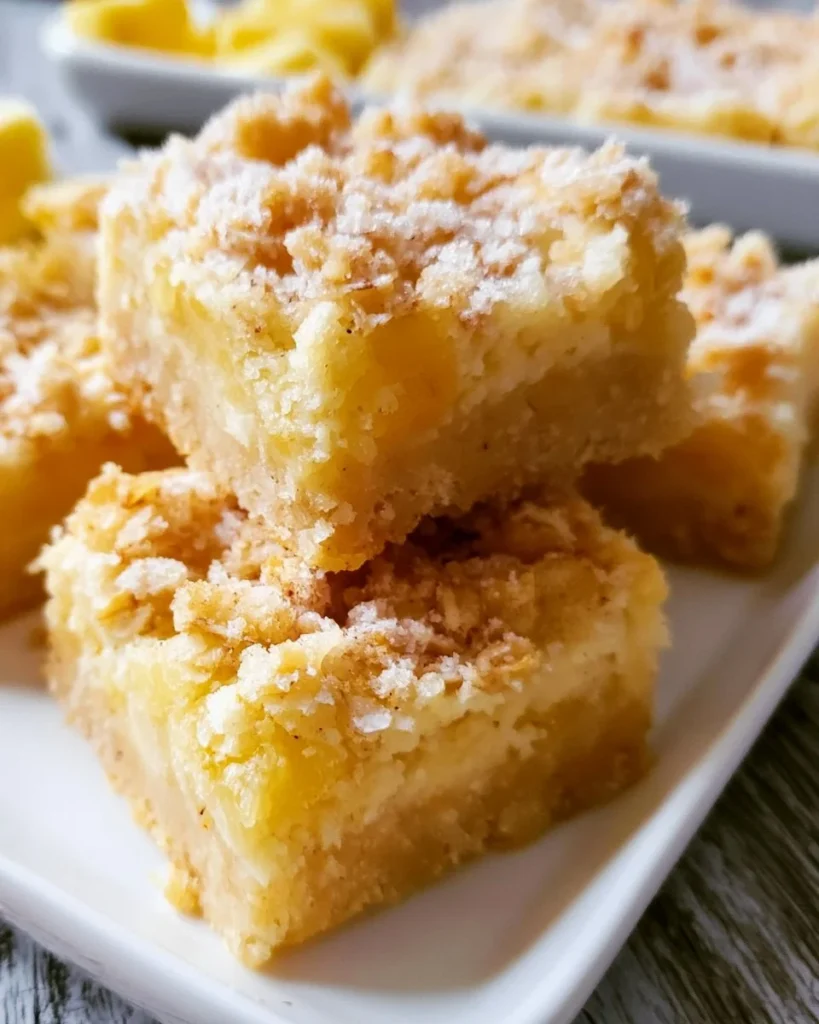 Delicious pineapple crumble bars with a golden-brown topping