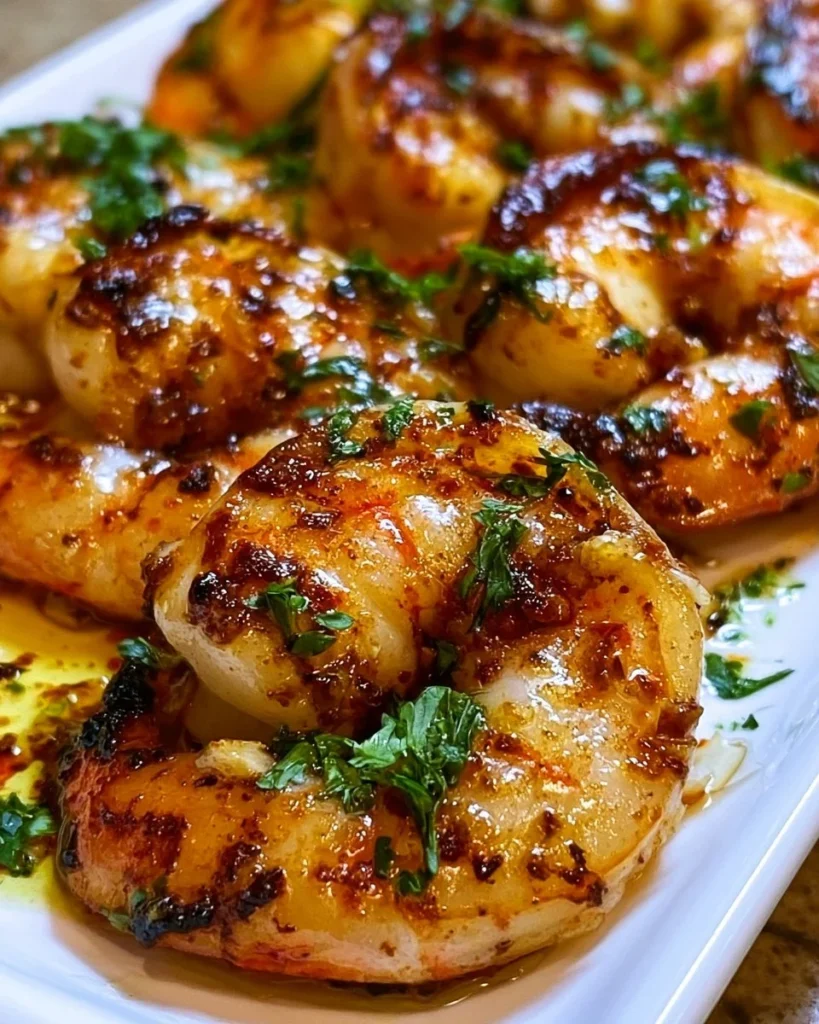 Delicious shrimp marinated for grilling with a savory shrimp marinade recipe.