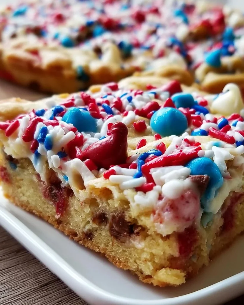 Delicious 4th of July cookie cake decorated with red, white, and blue icing.
