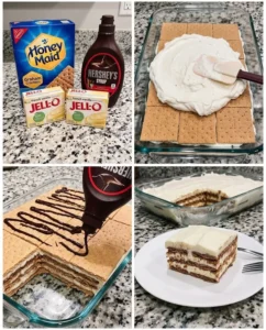 Delicious easy icebox cake slices on a plate