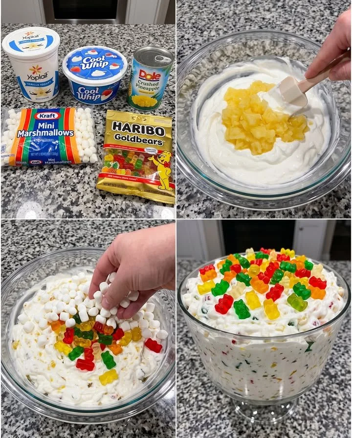 Delicious Haribo Gummy Bear Pineapple Fluff dessert