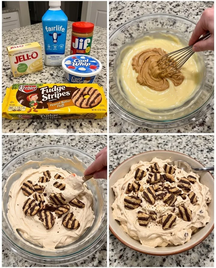Keebler Fudge Stripes cookies with peanut butter fluff filling