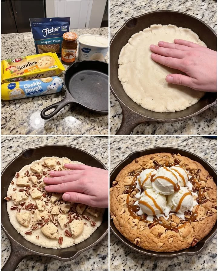 Delicious Keebler Pecan Sandies Skillet Cookie served warm