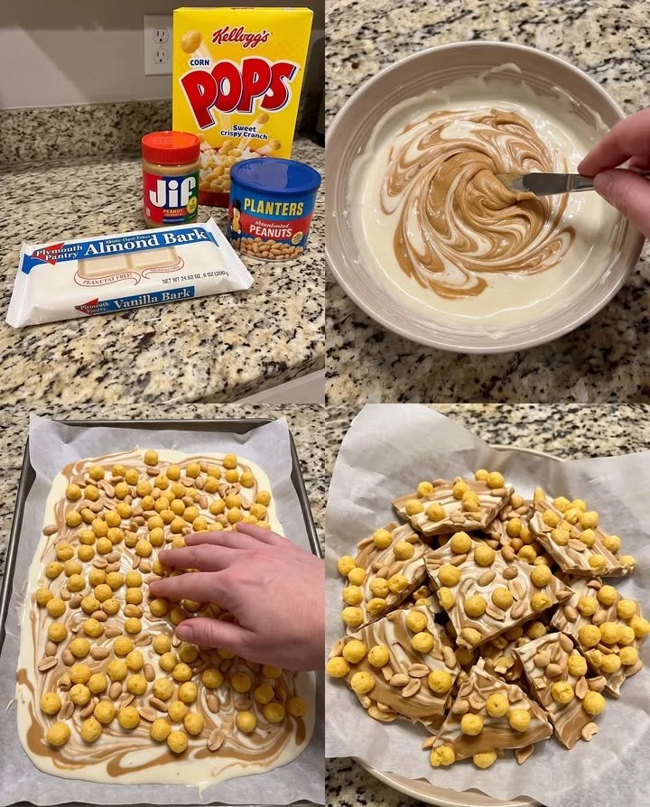 Kellogg's Corn Pops Peanut Butter Bark dessert with cereal and chocolate