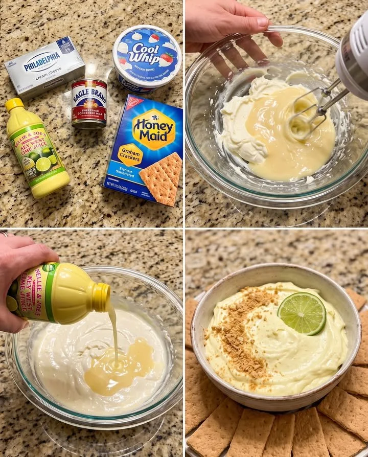 Delicious Key Lime Pie Dessert Dip served in a bowl with a spoon