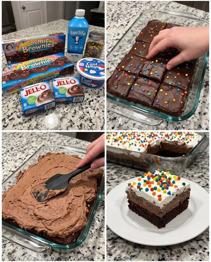 Delicious Cosmic Brownie Cake inspired by Little Debbie's classic dessert