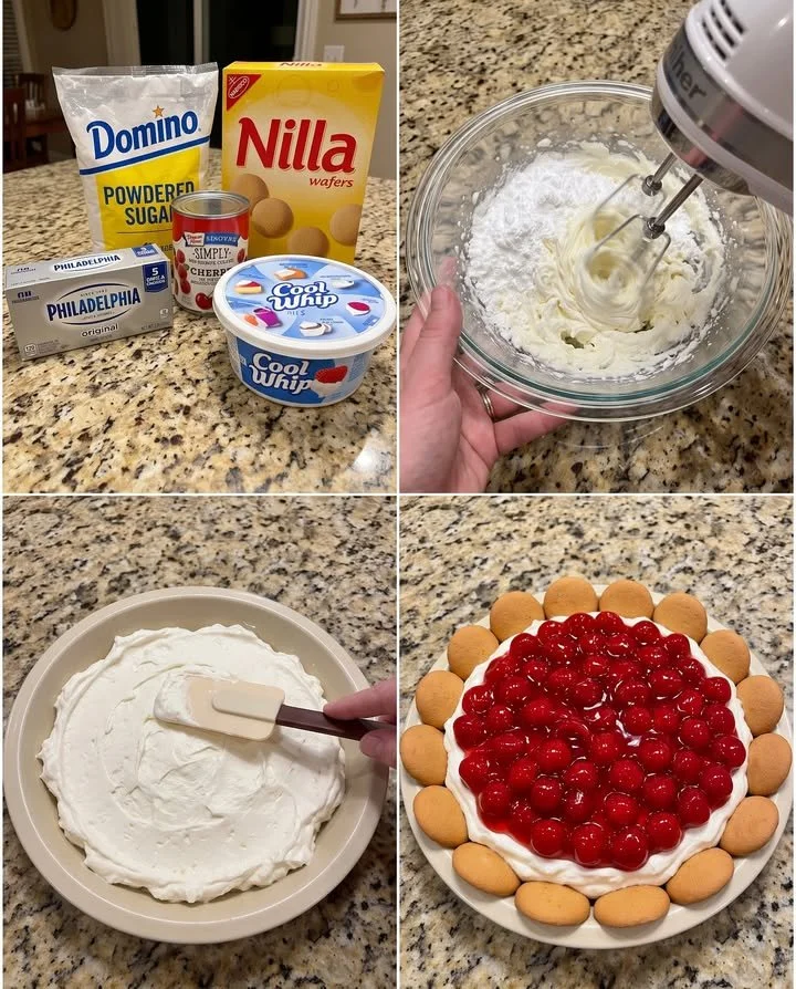 No-bake cherry cheesecake dip served in a bowl with graham cracker crumbs
