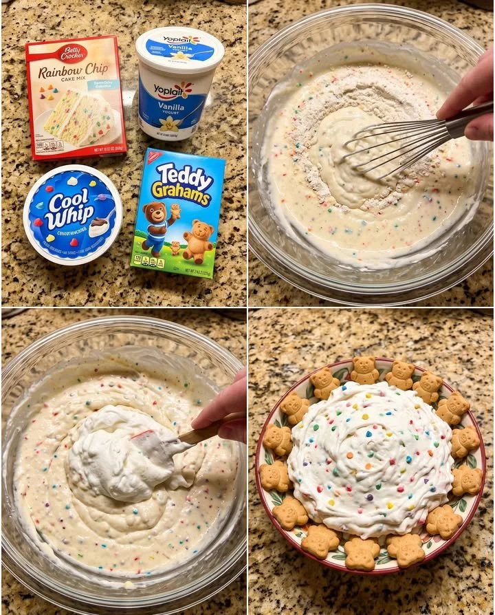 Delicious Dunkaroo Dip served in a bowl with colorful sprinkles